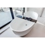 WETSTYLE Be Collection 66" Free Standing WETMAR BiO Composite Soaking Tub with Left Orientation, Center Drain Assembly, and Overflow Apollo White Dual / Polished Chrome Trim