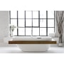 WETSTYLE Be Collection 70" Free Standing WETMAR BiO Composite Soaking Tub with Wood Shelf, Left Orientation, Center Drain Assembly, and Overflow Less Trim Apollo White True High Gloss / White Drain Trim / Walnut Natural Shelf