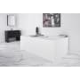 WETSTYLE CUBE 72" Free Standing Back Wall WETMAR BiO Composite Soaking Tub with Center Drain Assembly and Overflow Less Trim Apollo White True High Gloss / White Trim