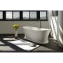 WETSTYLE Cloud 62" Free Standing WETMAR BiO Composite Soaking Tub with Center Drain Assembly and Overflow Less Trim Apollo White Matte / Satin Brass Trim
