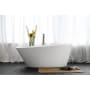 WETSTYLE COUTURE 66" Free Standing WETMAR BiO Composite Soaking Tub with Left Orientation, Center Drain Assembly, and Overflow Less Trim Apollo White True High Gloss / Satin Brass Trim