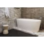 WETSTYLE OVE 66" Free Standing WETMAR BiO Composite Soaking Tub with Center Drain Assembly with Copper Fittings and Overflow Less Trim Apollo White Matte / Satin Brass Trim