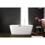 WETSTYLE Straight 59" Free Standing WETMAR BiO Composite Soaking Tub with Reversible Drain Assembly and Overflow Apollo White Matte / Brushed Nickel Trim