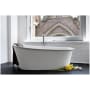 WETSTYLE Tulip 65" Free Standing WETMAR BiO Composite Soaking Tub with Left Orientation, Center Drain Assembly with Copper Fittings, and Overflow Less Trim Apollo White Matte / Brushed Nickel Trim