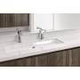 WETSTYLE CUBE 42" Rectangular WETMAR BiO Stone Composite Undermount Bathroom Sink with Overflow Apollo White Matte / Brushed Nickel Trim