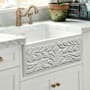 Whitehaus 30" Single Basin Fireclay Farmhouse Kitchen Sink with Gothichaus Front Apron and Fluted Apron on Back White