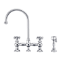 Whitehaus Vintage III Plus 1.5 GPM Widespread Bridge Kitchen Faucet with Cross Handles - Includes Side Spray Polished Chrome