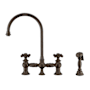 Whitehaus Vintage III Plus 1.5 GPM Widespread Bridge Kitchen Faucet with Cross Handles - Includes Side Spray Oil Rubbed Bronze