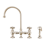 Whitehaus Vintage III Plus 1.5 GPM Widespread Bridge Kitchen Faucet with Cross Handles - Includes Side Spray Polished Nickel