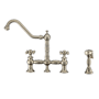 Whitehaus Vintage III Plus 1.5 GPM Widespread Kitchen Faucet Brushed Nickel