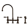 Whitehaus Vintage III Plus 1.5 GPM Widespread Bridge Kitchen Faucet with Lever Handles - Includes Side Spray Oil Rubbed Bronze