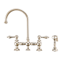 Whitehaus Vintage III Plus 1.5 GPM Widespread Bridge Kitchen Faucet with Lever Handles - Includes Side Spray Polished Nickel
