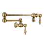 Whitehaus Vintage III Plus 1.8 GPM Wall Mounted Single Hole Pot Filler with Lever Handles Antique Brass