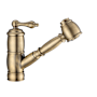 Whitehaus Vintage III Plus 1.5 GPM Single Hole Pull Out Kitchen Sink Faucet Antique Brass