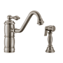 Whitehaus Vintage III Plus 1.5 GPM Single Hole Kitchen Sink Faucet - Includes Side Spray Brushed Nickel