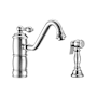 Whitehaus Vintage III Plus 1.5 GPM Single Hole Kitchen Sink Faucet - Includes Side Spray Polished Chrome