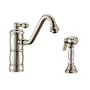 Whitehaus Vintage III Plus 1.5 GPM Single Hole Kitchen Sink Faucet - Includes Side Spray Polished Nickel