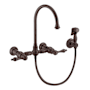 Whitehaus Vintage III Plus 1.5 GPM Widespread Wall Mount Kitchen Faucet with Gooseneck Swivel Spout and Solid Brass Side Spray Oil Rubbed Bronze