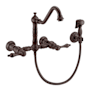 Whitehaus Vintage III Plus 1.5 GPM Widespread Wall Mount Kitchen Faucet with Traditional Swivel Spout and Solid Brass Side Spray Oil Rubbed Bronze