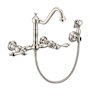 Whitehaus Vintage III Plus 1.5 GPM Widespread Wall Mount Kitchen Faucet with Traditional Swivel Spout and Solid Brass Side Spray Polished Nickel