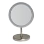 Whitehaus Accessories 8" W x 12-1/4" H Circular Framed Bathroom Mirror with Light Brushed Nickel