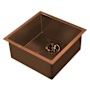 Whitehaus Noah Plus 17-3/4" Single Basin Kitchen Sink for Undermount or Drop-In Installation - Includes Matching Sink Grid and Strainer Copper