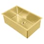 Whitehaus Noah Plus 29" Single Basin Kitchen Sink for Undermount or Drop-In Installation - Includes Matching Grid and Basket Strainer Brass