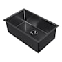 Whitehaus Noah Plus 29" Single Basin Kitchen Sink for Undermount or Drop-In Installation - Includes Matching Grid and Basket Strainer Matte Black