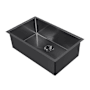 Whitehaus Noah Plus 33" Single Basin Kitchen Sink for Undermount or Drop-In Installation - Includes Matching Sink Grid and Strainer Matte Black