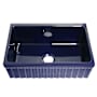 Whitehaus 30" Quatro Alcove Reversible Single Basin Fireclay Farm House Sink with Fluted Apron Front Sapphire Blue