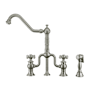 Whitehaus Twisthaus Plus 1.5 GPM Widespread Bridge Kitchen Faucet - Includes Side Spray Brushed Nickel