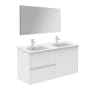 WS Bath Collections Ambra 48" Wall Mounted Double Basin Vanity Set with Cabinet, Ceramic Vanity Top, and Mirror Matte White