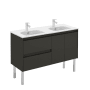 WS Bath Collections Ambra 48" Free Standing Double Basin Vanity Set with Cabinet and Ceramic Vanity Top Gloss Anthracite