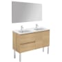 WS Bath Collections Ambra 48" Free Standing Double Basin Vanity Set with Cabinet, Ceramic Vanity Top, and Mirror Nordic Oak