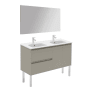 WS Bath Collections Ambra 48" Free Standing Double Basin Vanity Set with Cabinet, Ceramic Vanity Top, and Mirror Matte Sand