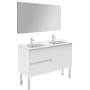 WS Bath Collections Ambra 48" Free Standing Double Basin Vanity Set with Cabinet, Ceramic Vanity Top, and Mirror Gloss White