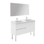 WS Bath Collections Ambra 48" Free Standing Double Basin Vanity Set with Cabinet, Ceramic Vanity Top, and Mirror Matte White