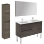 WS Bath Collections Ambra 48" Free Standing Double Basin Vanity Set with Cabinet, Ceramic Vanity Top, Frameless Mirror, and Side Cabinet Samara Ash