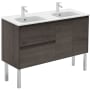 WS Bath Collections Ambra 48" Free Standing Double Basin Vanity Set with Cabinet and Ceramic Vanity Top Samara Ash
