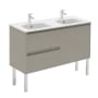 WS Bath Collections Ambra 48" Free Standing Double Basin Vanity Set with Cabinet and Ceramic Vanity Top Matte Sand