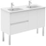 WS Bath Collections Ambra 48" Free Standing Double Basin Vanity Set with Cabinet and Ceramic Vanity Top Gloss White