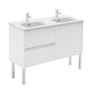 WS Bath Collections Ambra 48" Free Standing Double Basin Vanity Set with Cabinet and Ceramic Vanity Top Matte White