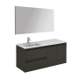 WS Bath Collections Ambra 48" Wall Mounted Single Basin Vanity Set with Cabinet, Ceramic Vanity Top, and Mirror Gloss Anthracite