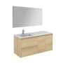 WS Bath Collections Ambra 48" Wall Mounted Single Basin Vanity Set with Cabinet, Ceramic Vanity Top, and Mirror Nordic Oak