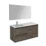WS Bath Collections Ambra 48" Wall Mounted Single Basin Vanity Set with Cabinet, Ceramic Vanity Top, and Mirror Samara Ash
