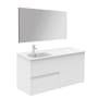 WS Bath Collections Ambra 48" Wall Mounted Single Basin Vanity Set with Cabinet, Ceramic Vanity Top, and Mirror Matte White
