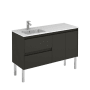 WS Bath Collections Ambra 48" Free Standing Single Basin Vanity Set with Cabinet and Ceramic Vanity Top Gloss Anthracite