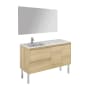WS Bath Collections Ambra 48" Free Standing Single Basin Vanity Set with Cabinet, Ceramic Vanity Top, and Mirror Nordic Oak