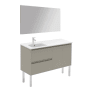 WS Bath Collections Ambra 48" Free Standing Single Basin Vanity Set with Cabinet, Ceramic Vanity Top, and Mirror Matte Sand