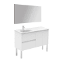 WS Bath Collections Ambra 48" Free Standing Single Basin Vanity Set with Cabinet, Ceramic Vanity Top, and Mirror Matte White